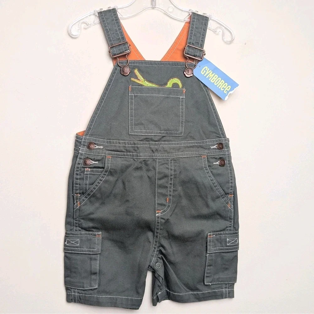 GYMBOREE VTG 2005 Alligator Green Short Overalls Shortalls 12-18 Mos New NWT